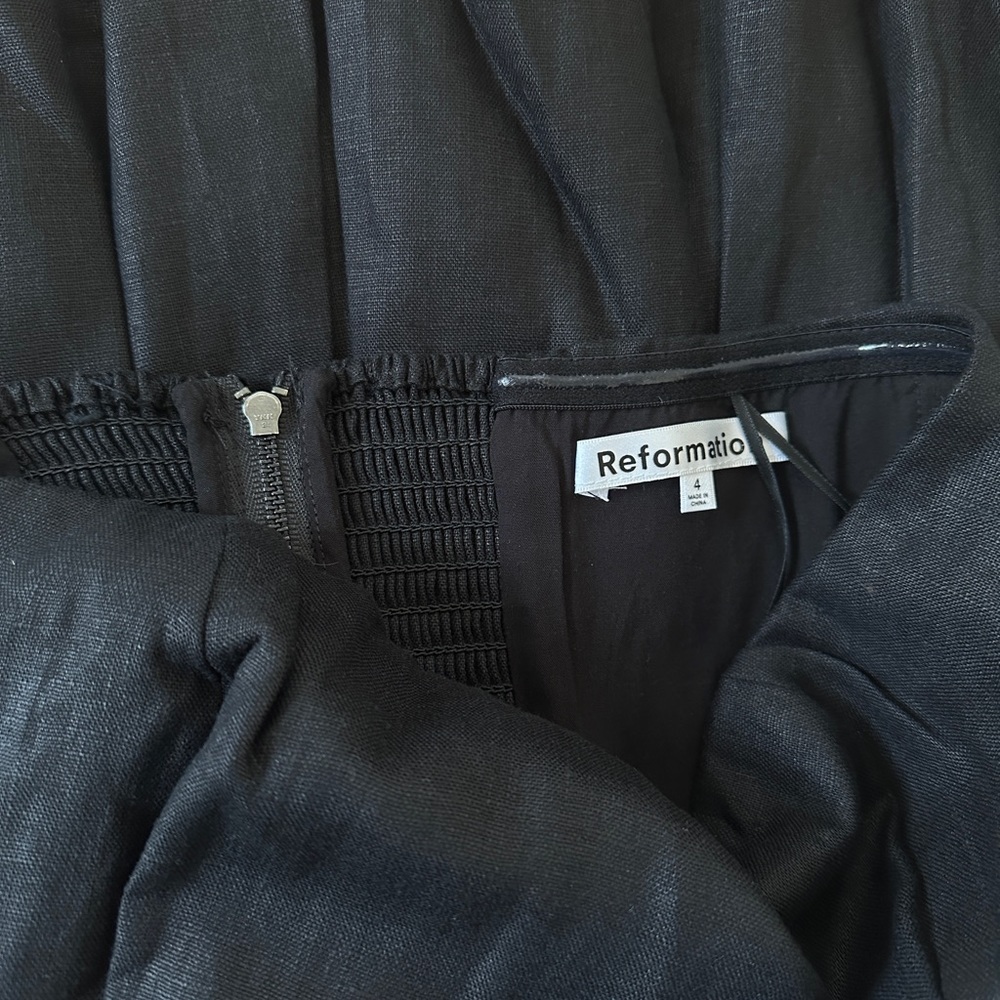 NEW Reformation Isabeli Mini Linen Strapless Dress in Black | size 4 - Picture 8 of 11
